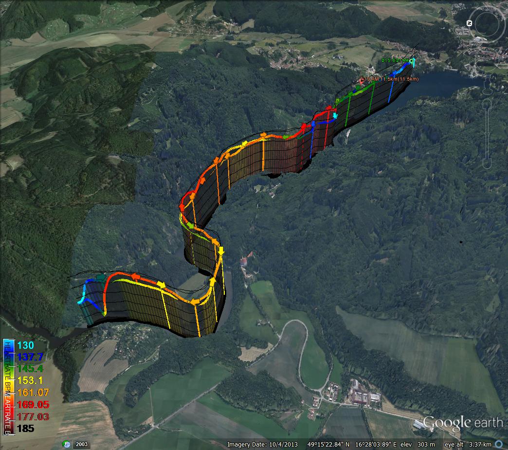 Google map trajectory with HR data