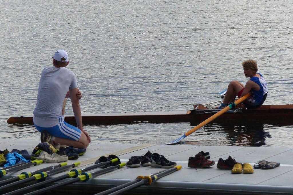 The Author's son rowing to his start